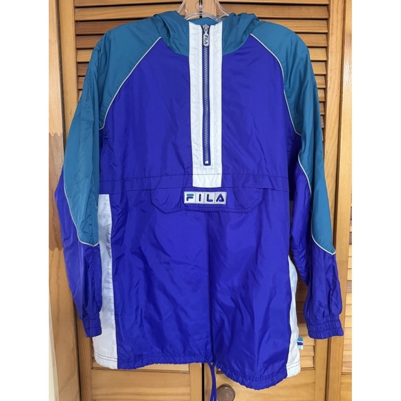 Fila Other - VTG‎ 90s y2k FILA Colorblock Spell Out Hooded Anorak Jacket Pullover Sz S Purple